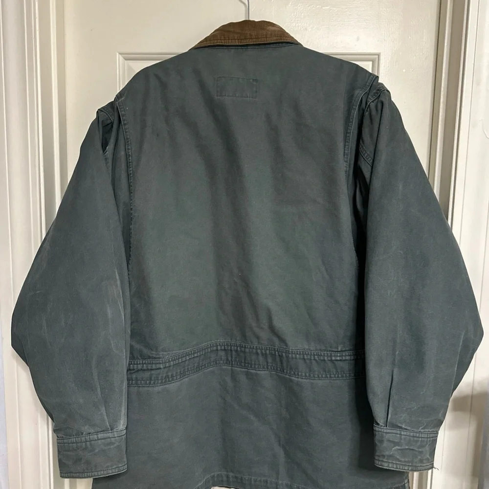 VINTAGE Eddie Bauer Chore Jacket Men L Green Goose Down Removable Liner Dad coat - Picture 2 of 16